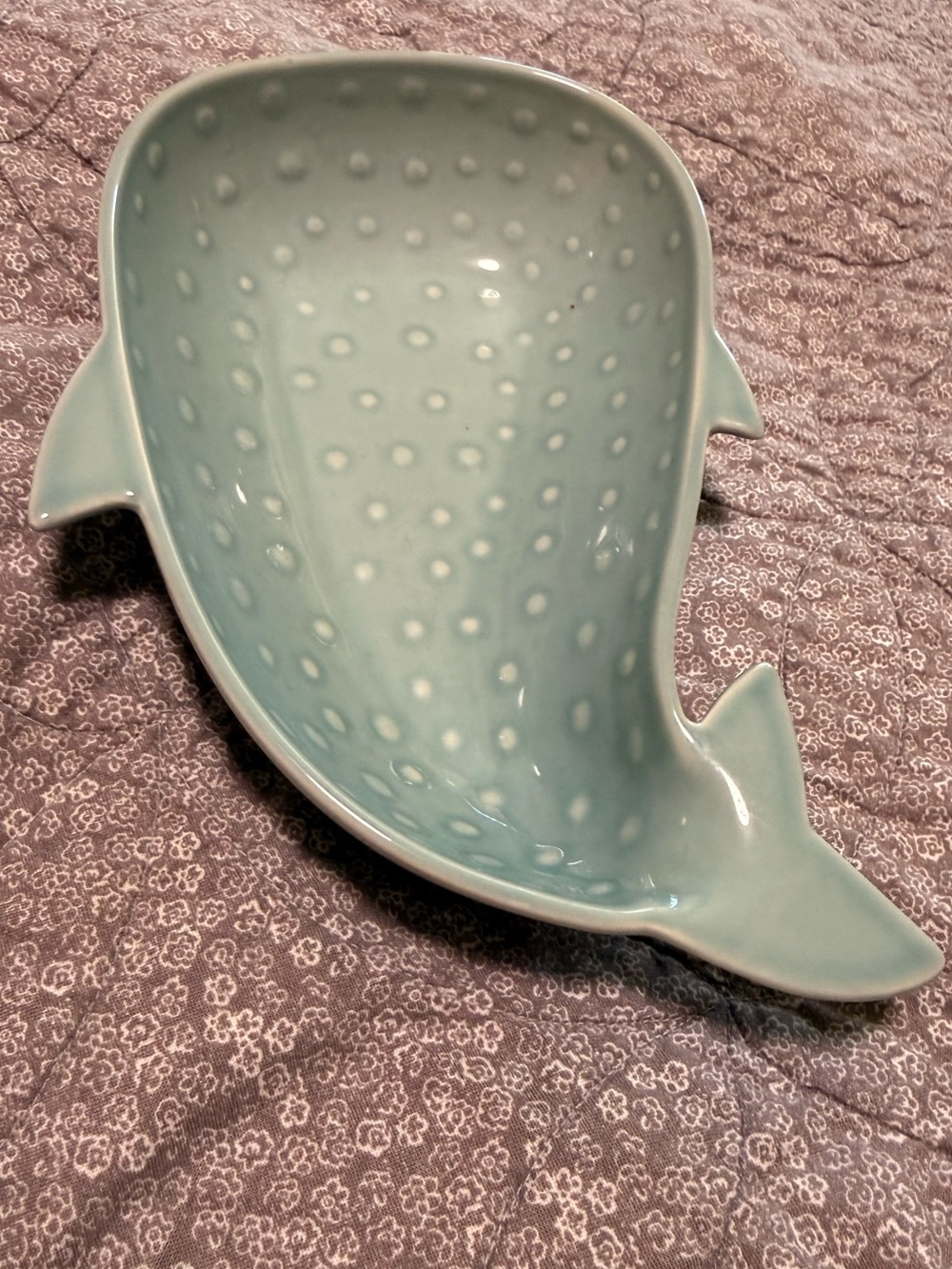 Whale Shark Ceramic Trinket Dish in Seafoam - Picture 3 of 4